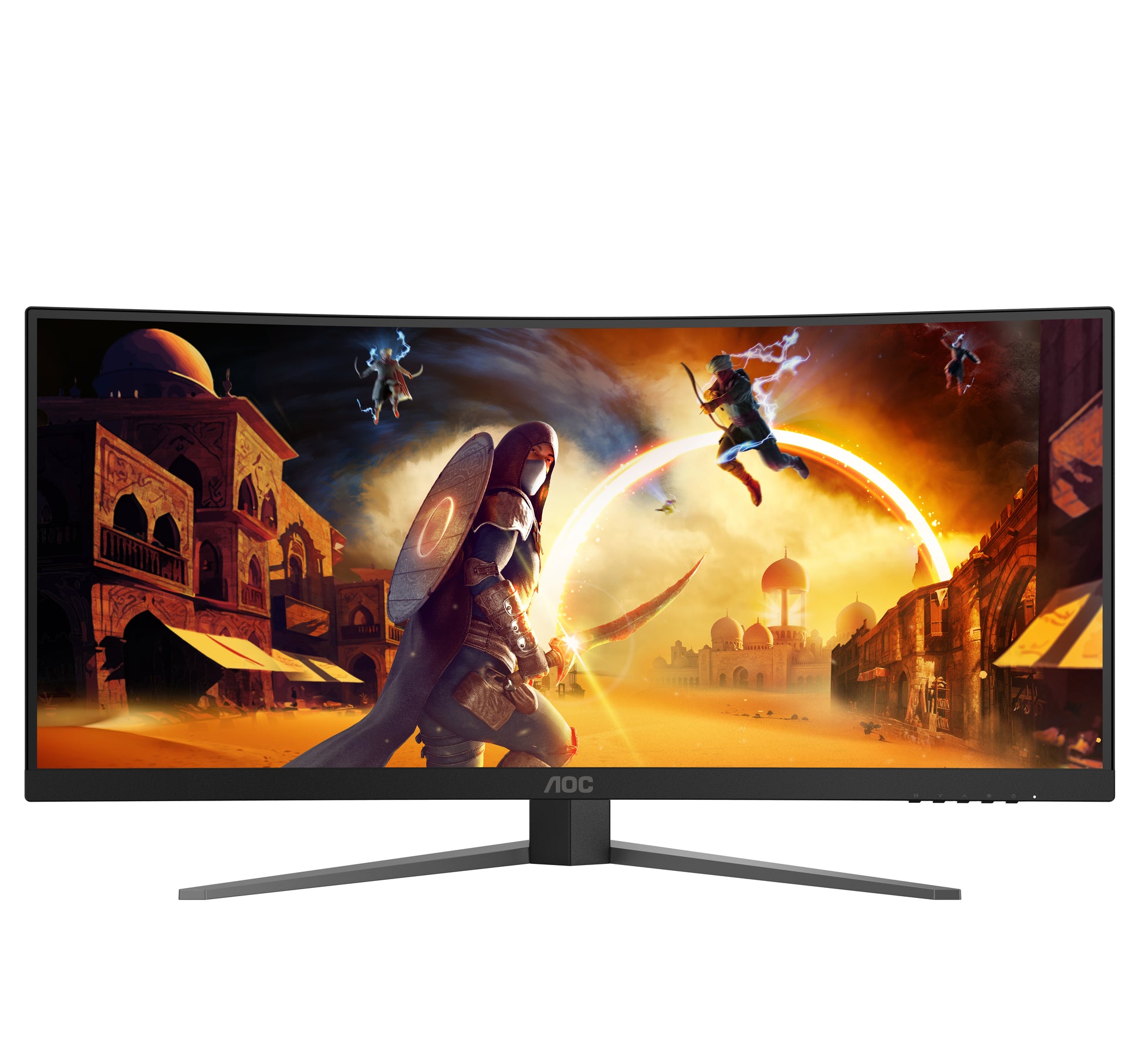 AOC CU34G4 – Monitor, 34", 3440 × 1440 (UWQHD), VA, 180 Hz, Gebogen, Adaptive Sync, Rot