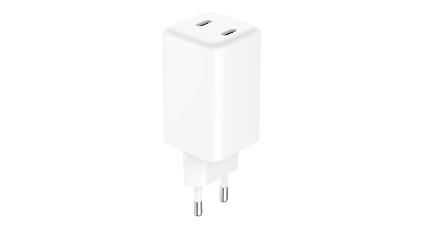 LMP 28320 USB-Ladegerät 65 W – USB-C×2 – PD 3.0, PPS, QC 4+, GaN, EU-Stecker (Typ C) – Weiss