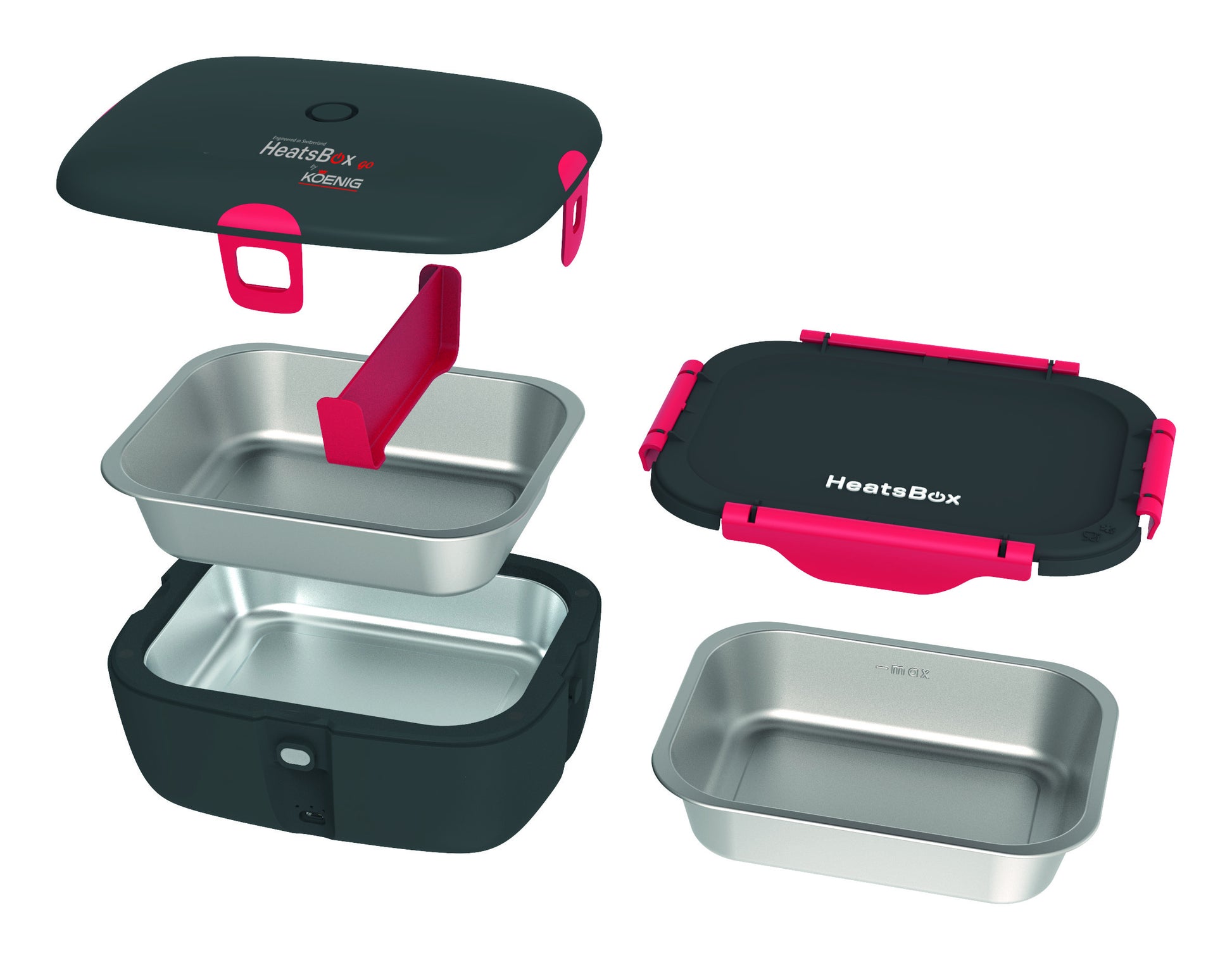 KOENIG Lunchbox 925 ml, 22 × 17,5 × 11,7 cm, Edelstahl, grau