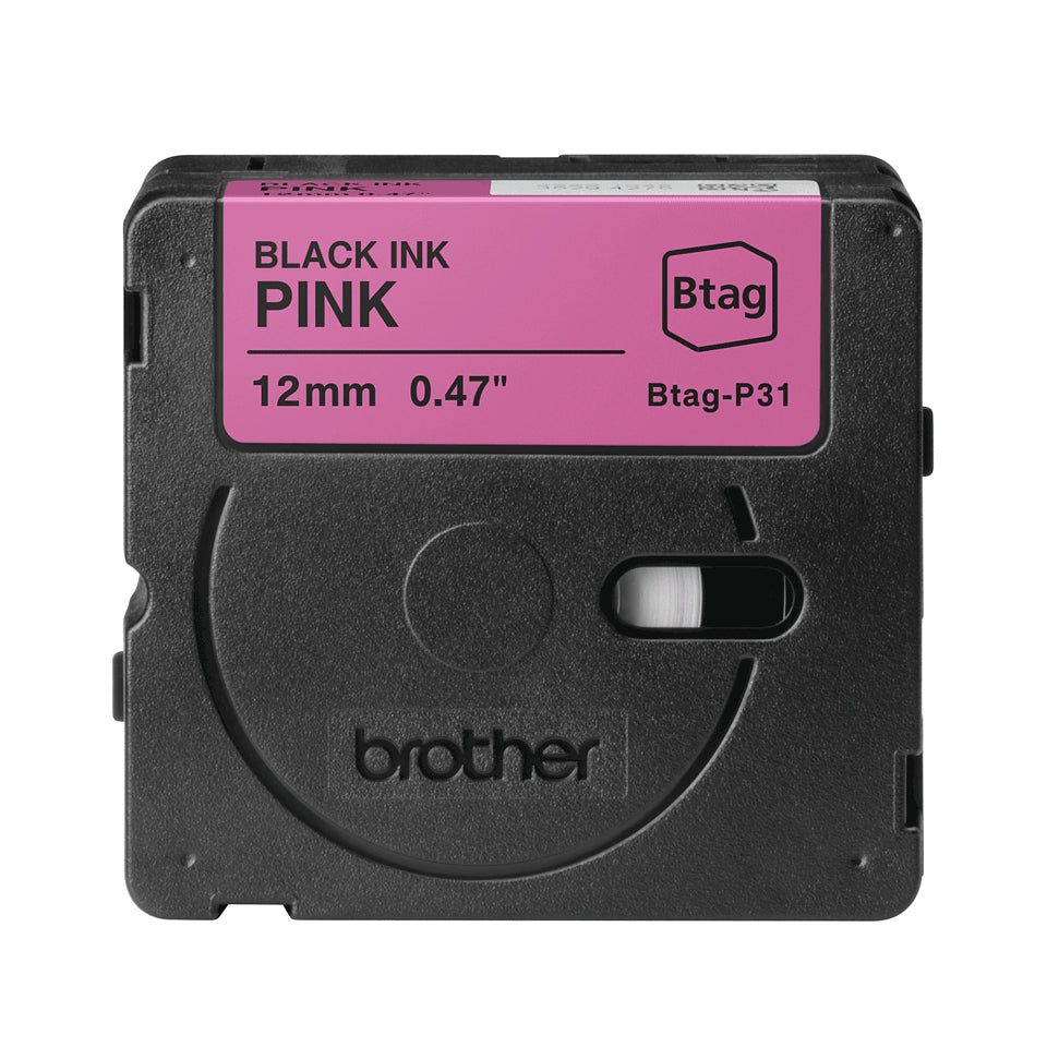 Brother Schriftband – 12 mm × 4 m, pink, schwarz