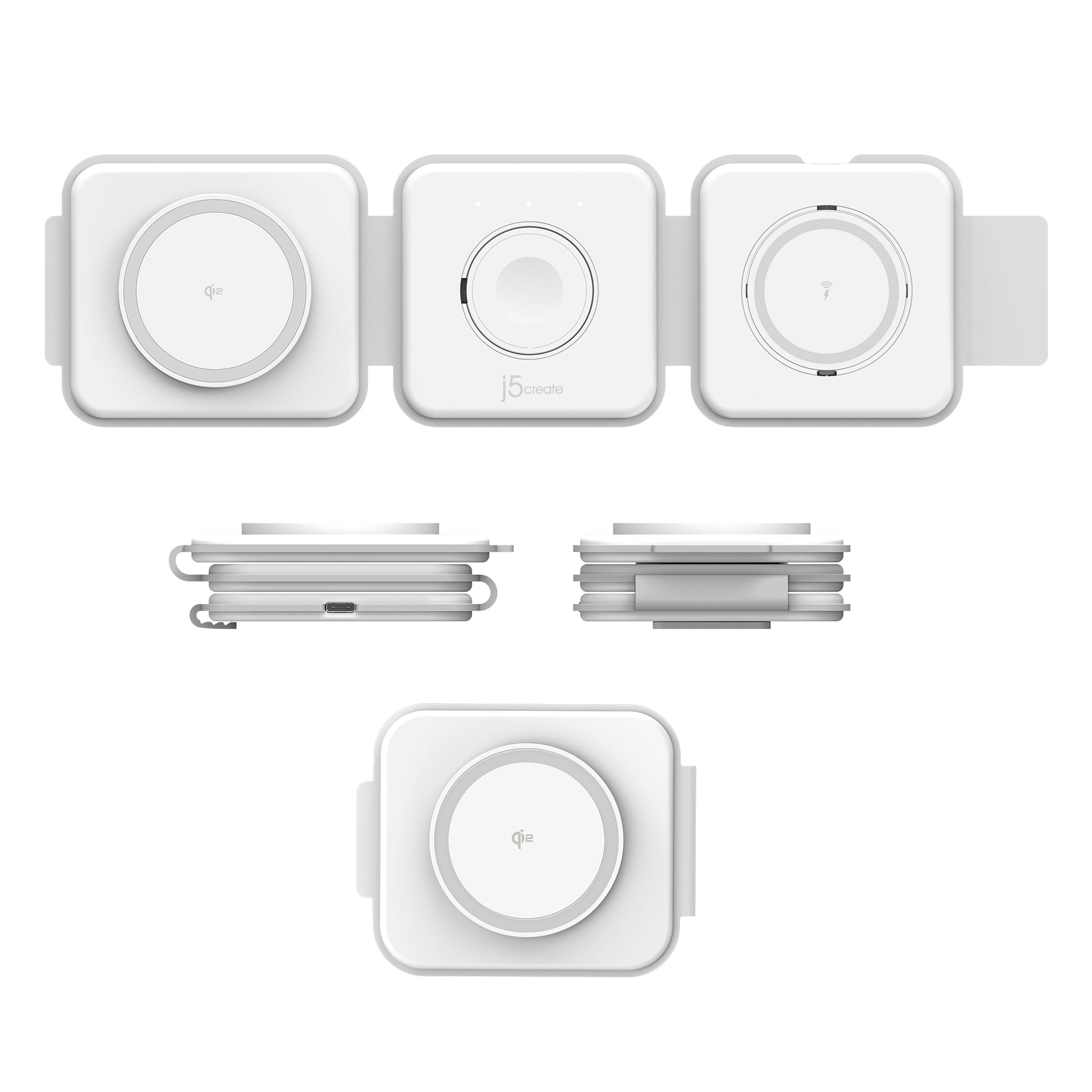 j5create QI2 Ladestation – Qi, magnetisch, kabellos – für Smartphones, Smartwatch, True-Wireless-Kopfhörer