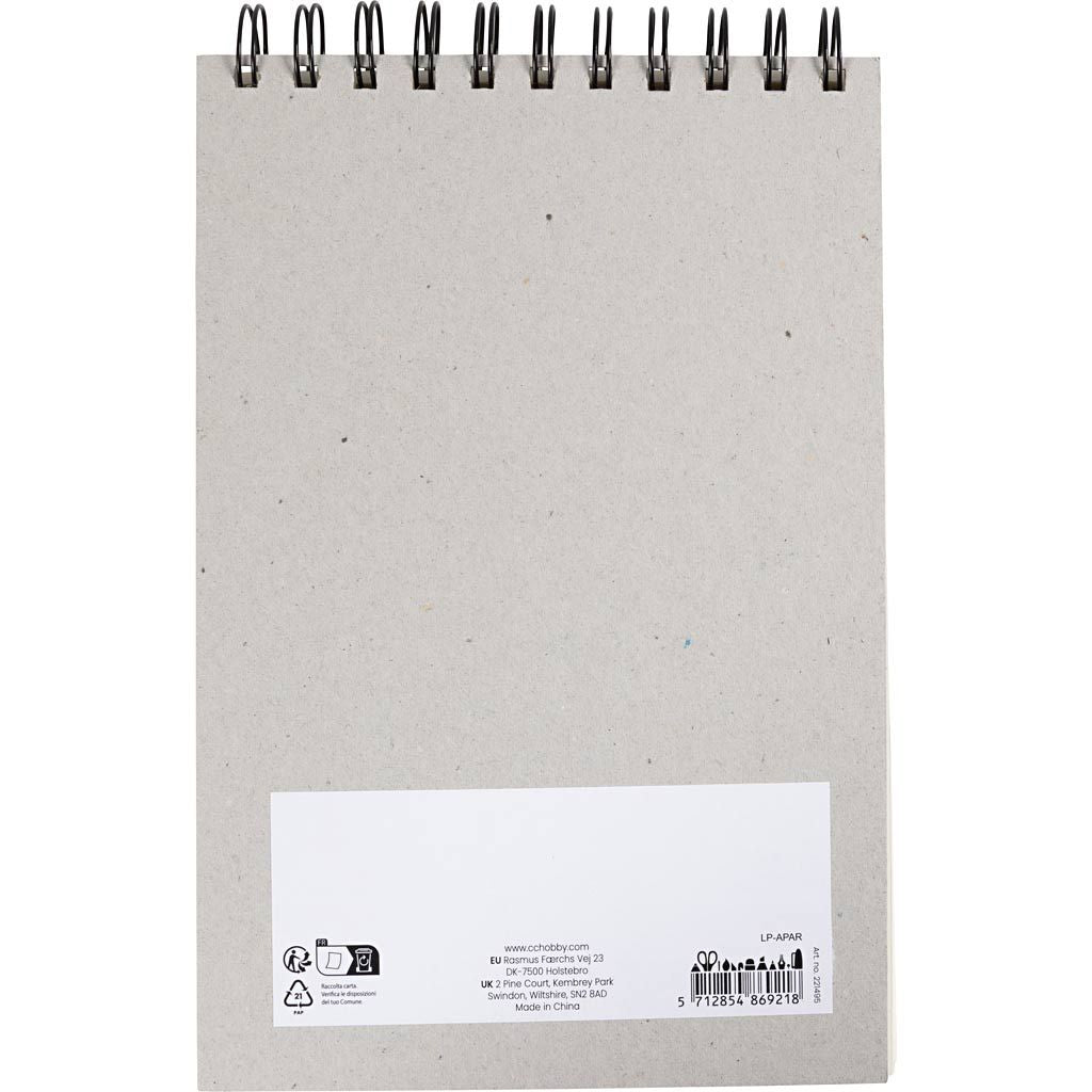Creativ Company Mixed Media Block – A5 – 300 g/m² – Spiralbindung – 15 Blatt, weiss, für Öl