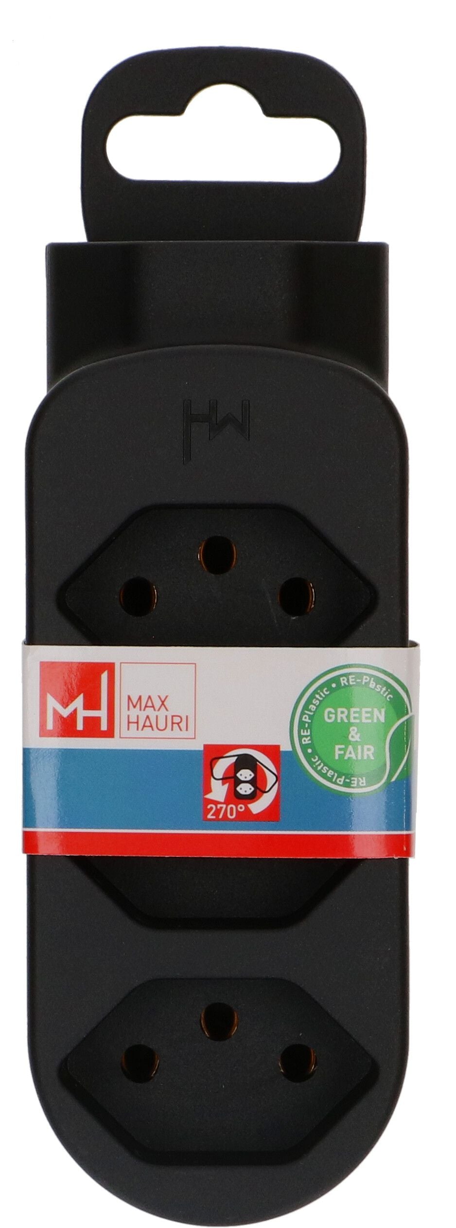 Max Hauri AG Max Hauri Basic Line Steckdosenleiste – 4×T13, 1,5 m, Eingang T12, abgewinkelt, IP20 – Schwarz