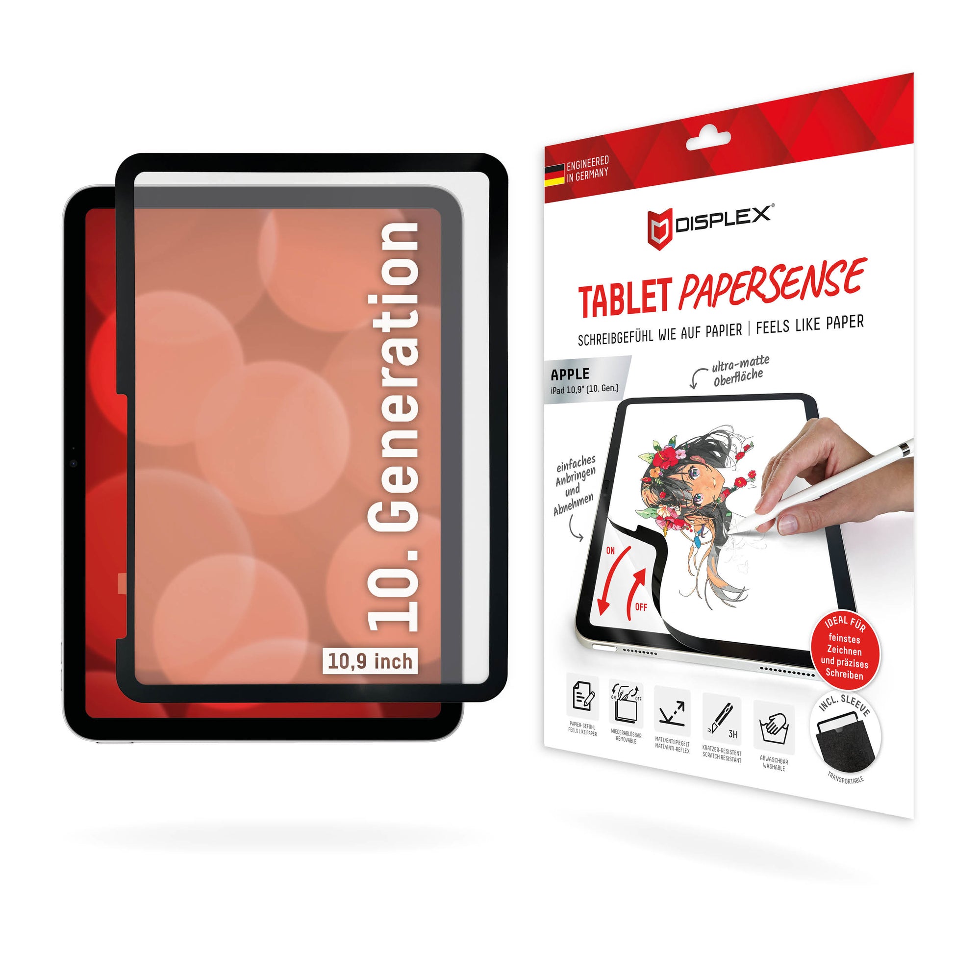 E.V.I. Displayschutzfolie für iPad 10,9" (10. Gen.) – 5H, Anti-Fingerprint