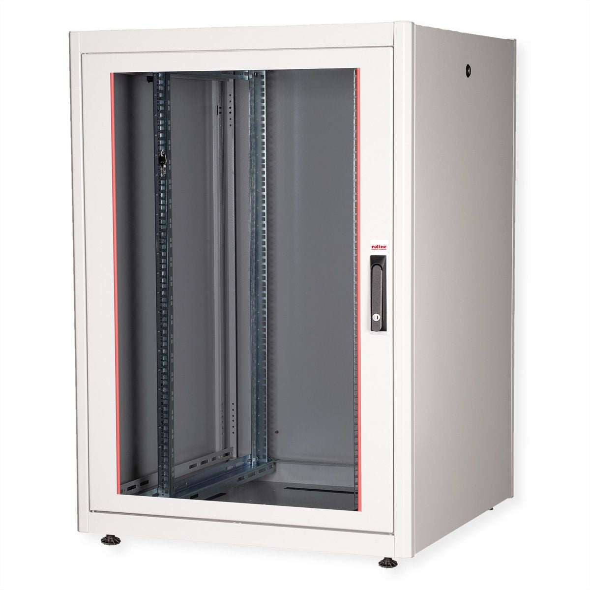 ROLINE Basic – 19" Netzwerkschrank 22U, IP20, abschliessbar, 800 × 800 × 1125 mm, lichtgrau, Stahl