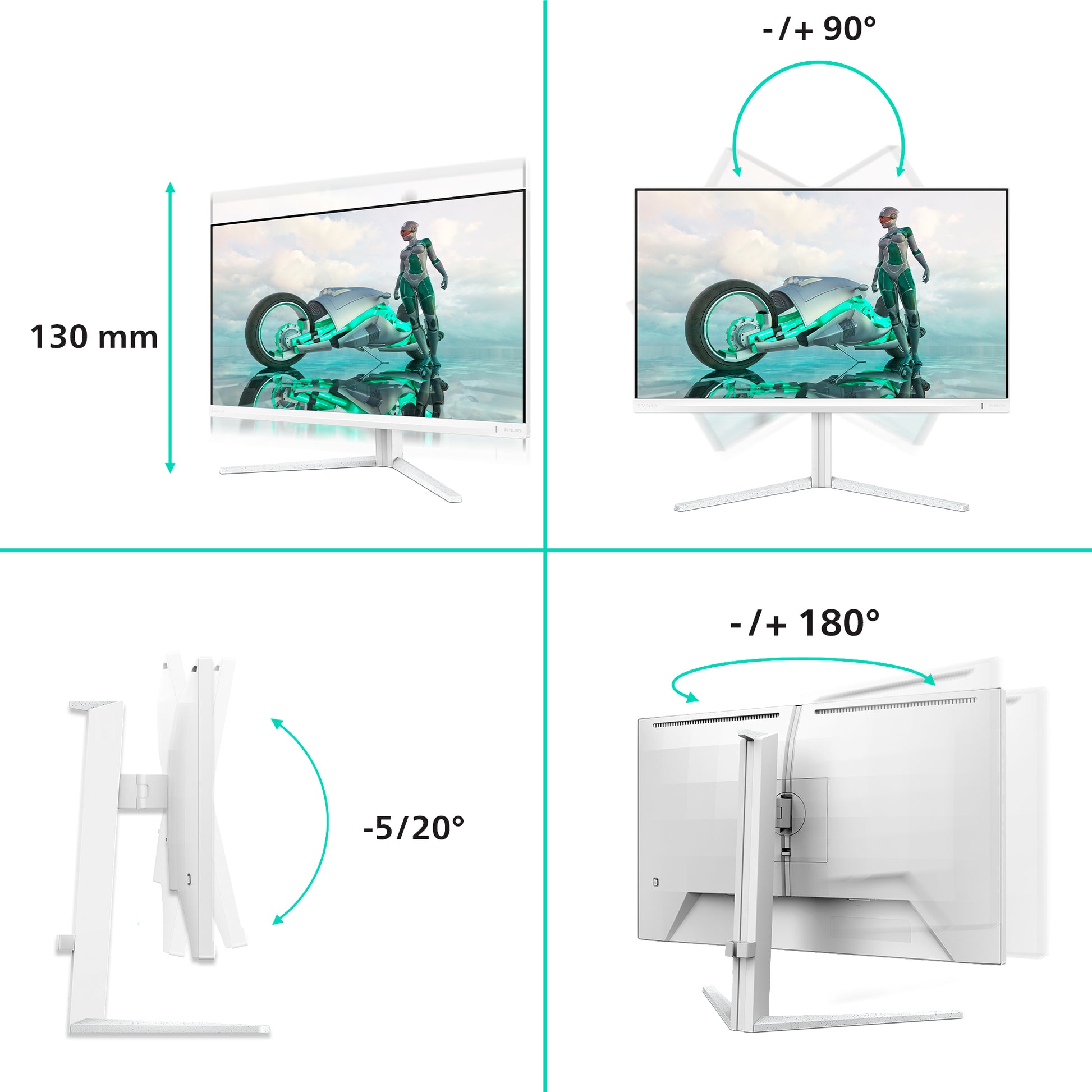 Philips 27M2N3501PA/00 – Monitor, 27", 2560 × 1440 (WQHD), IPS, 260 Hz, G-Sync, Lautsprecher, Weiss