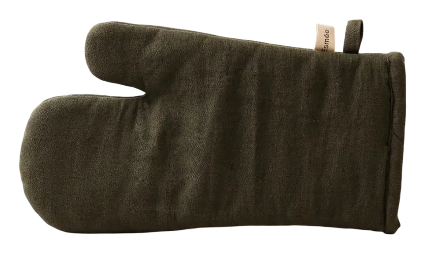 Esmée Nura – Ofenhandschuh 17 × 32 × 2 cm, Baumwolle/Leinen, Olivgrün