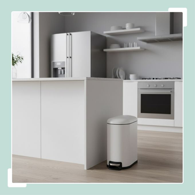 Relaxdays Treteimer – 10 l – Kunststoff, rechteckig – weiss – Soft-Close