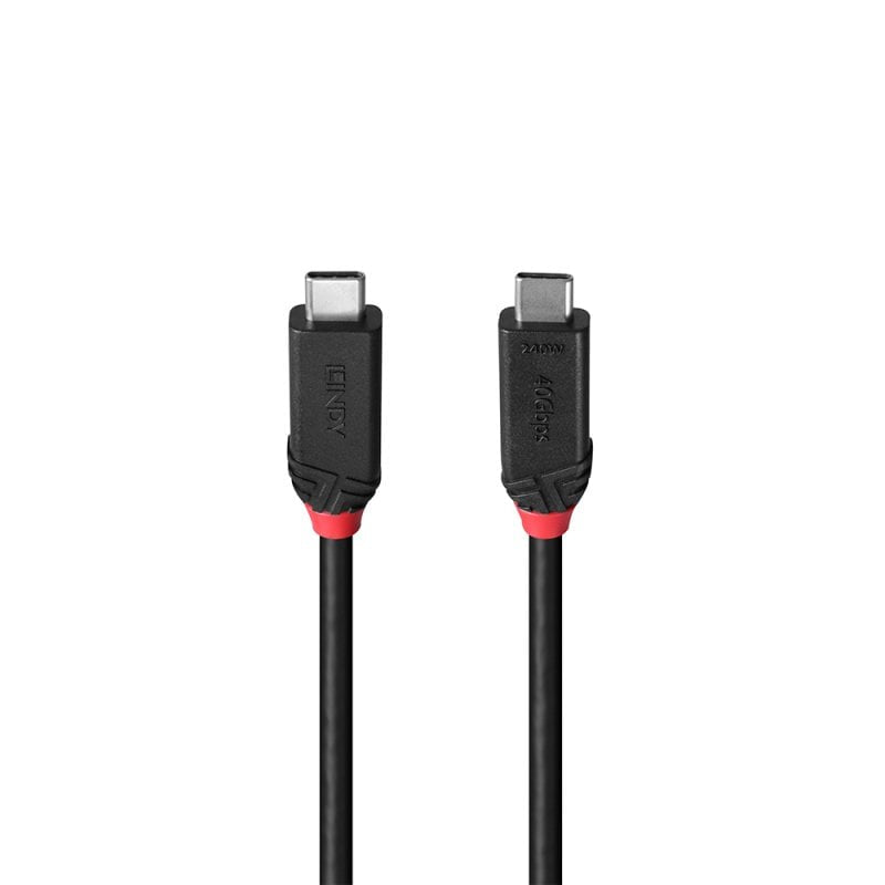 Lindy USB-C auf USB-C Kabel – USB4 40 Gbit/s – 1 m – PD 240 W – Goldstecker, PVC-Mantel – Schwarz