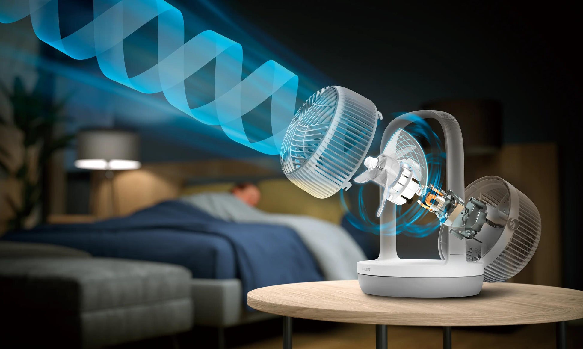 Philips Tischventilator CX2050/00 – 22 cm, 3 Stufen, oszillierend, Timer, 24 W, 40 dB(A), Grau