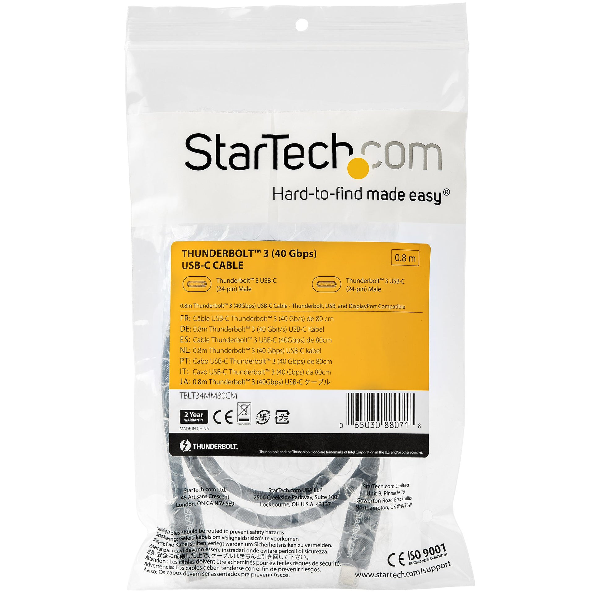 StarTech.com Thunderbolt 3 Kabel – 40 Gbit/s, Thunderbolt zertifiziert