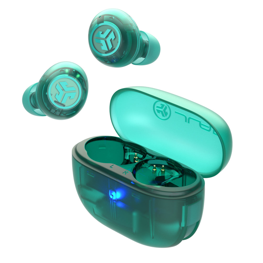JLab Go Pop ANC TWS In-Ear – Stereo, ANC, mit Ladecase, Türkis, Transparent, BT 5.3