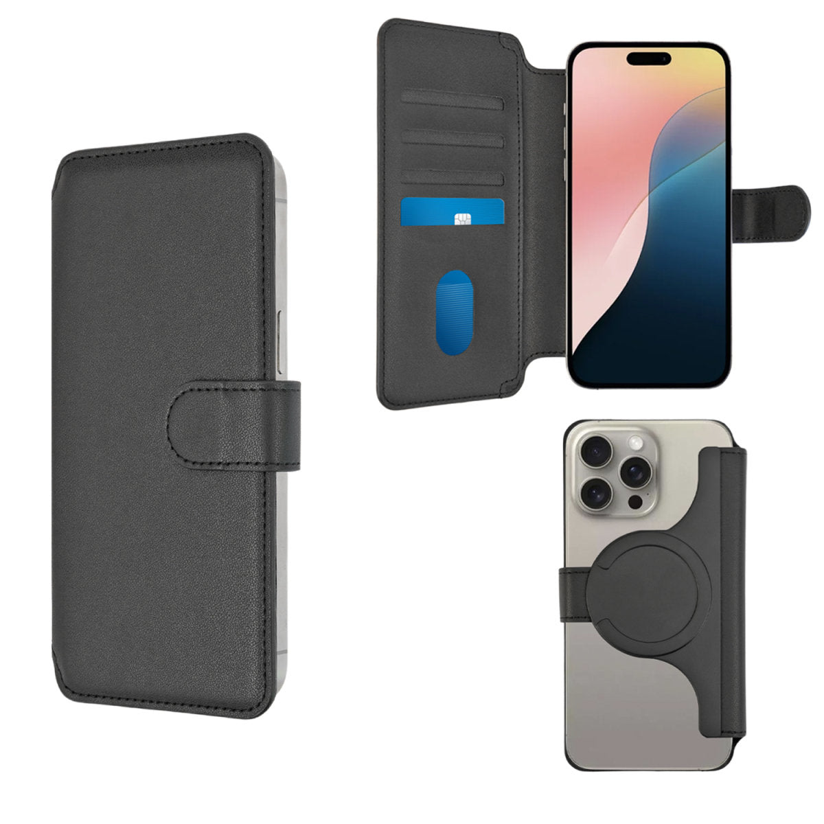 4smarts Universal MagWallet CardCaddy XL – Kartenhalter – MagSafe – für iPhone (MagSafe) – Schwarz