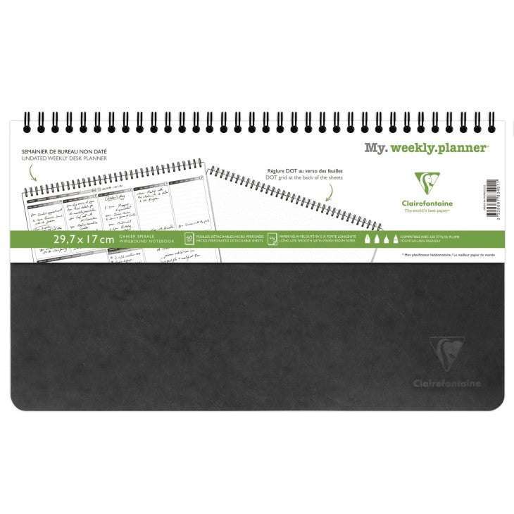 Clairefontaine AgeBag my Weekly Wochenplaner – 1 Woche/2 Seiten, undatiert, 29,7 × 17 cm, schwarz