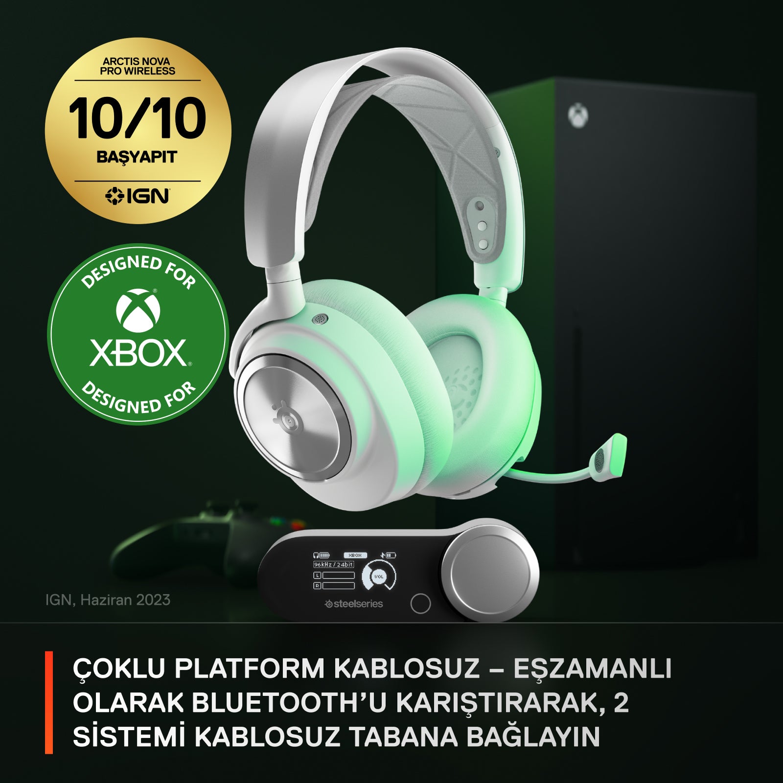 SteelSeries Arctis Nova Pro WL X – Gaming-Headset – USB-C, 3,5 mm – Surround-Sound – Weiss