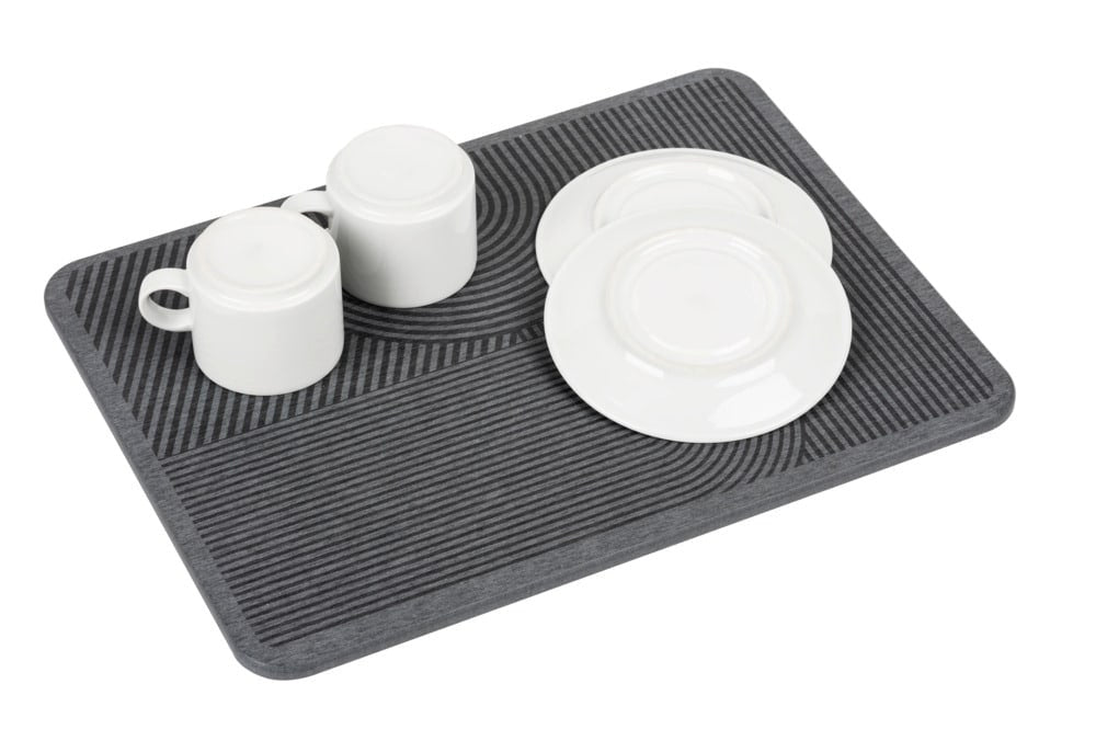 Wenko – Abtropfmatte 40 × 30 × 0,9 cm, Silikon, Grau