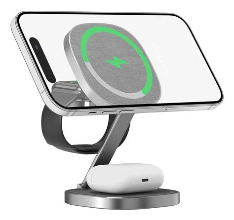 ONIT miniCharger Kabelloses Ladegerät 15 W – Qi, 3-in-1 (Telefon/Uhr/AirPods) – für iPhone ab 8 und andere