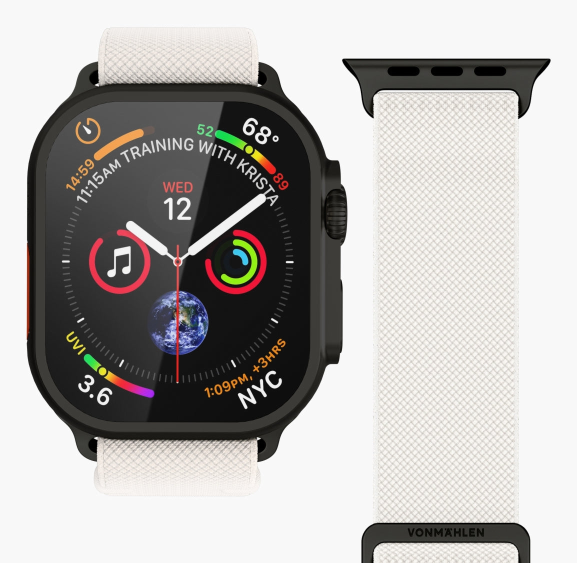 Vonmählen Classic Nylon Loop – Armband – für Apple Watch Ultra – Creme/Schwarz, One Size, Nylon
