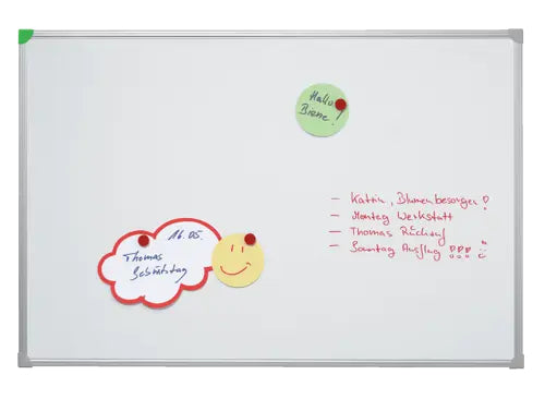 Franken Whiteboard – 90 × 120 cm, lackierter Stahl, magnetisch, Aluminiumrahmen, silber, Wandmontage
