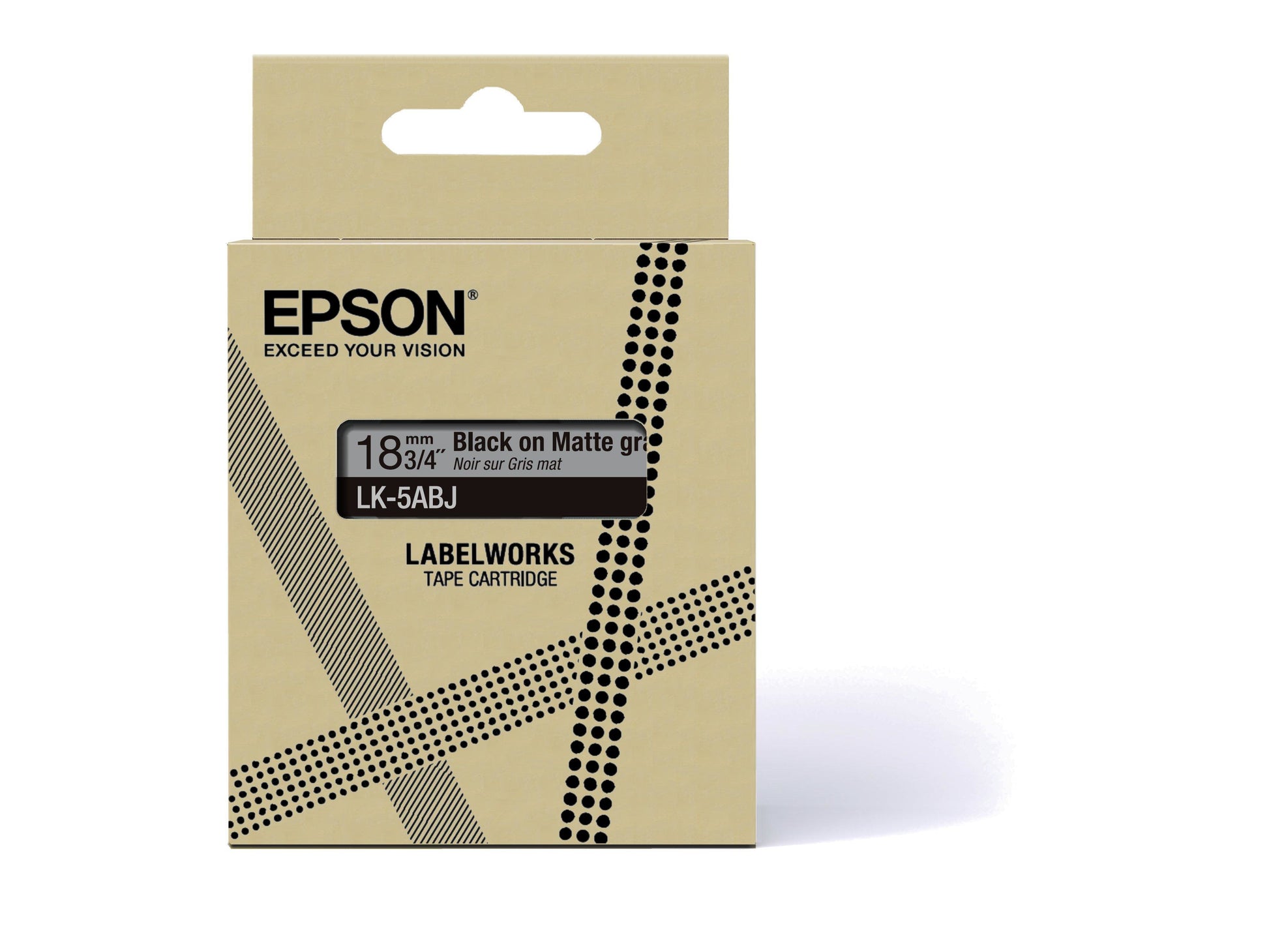 Epson Matte Klebeband – 18 mm, Grau/Schwarz