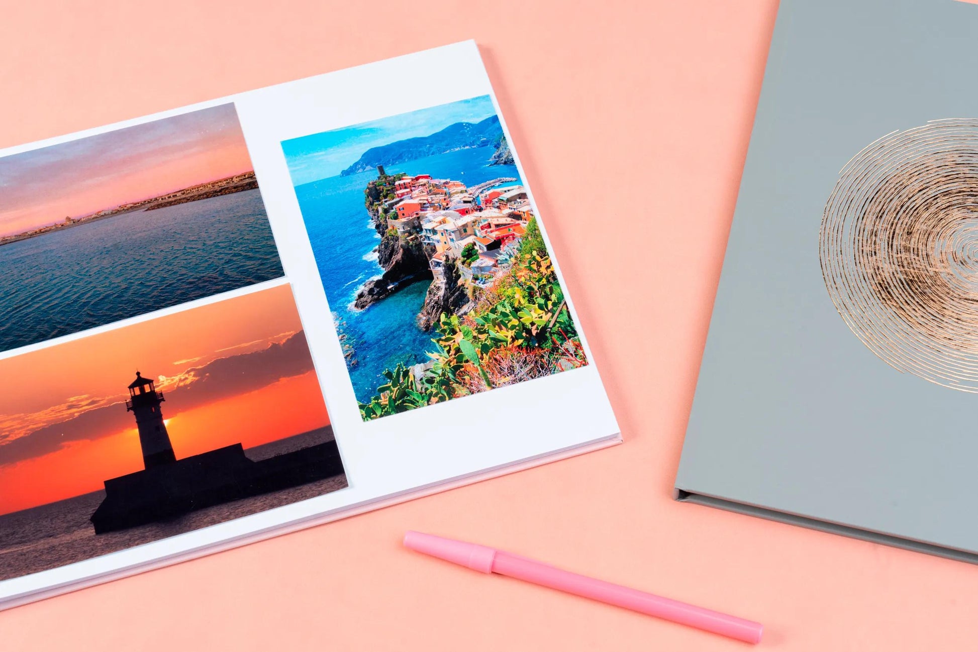 Exacompta Ellipse Fotoalbum – 32 × 22 cm, Spiralbindung, 50 Seiten, weisse Seiten, rosa