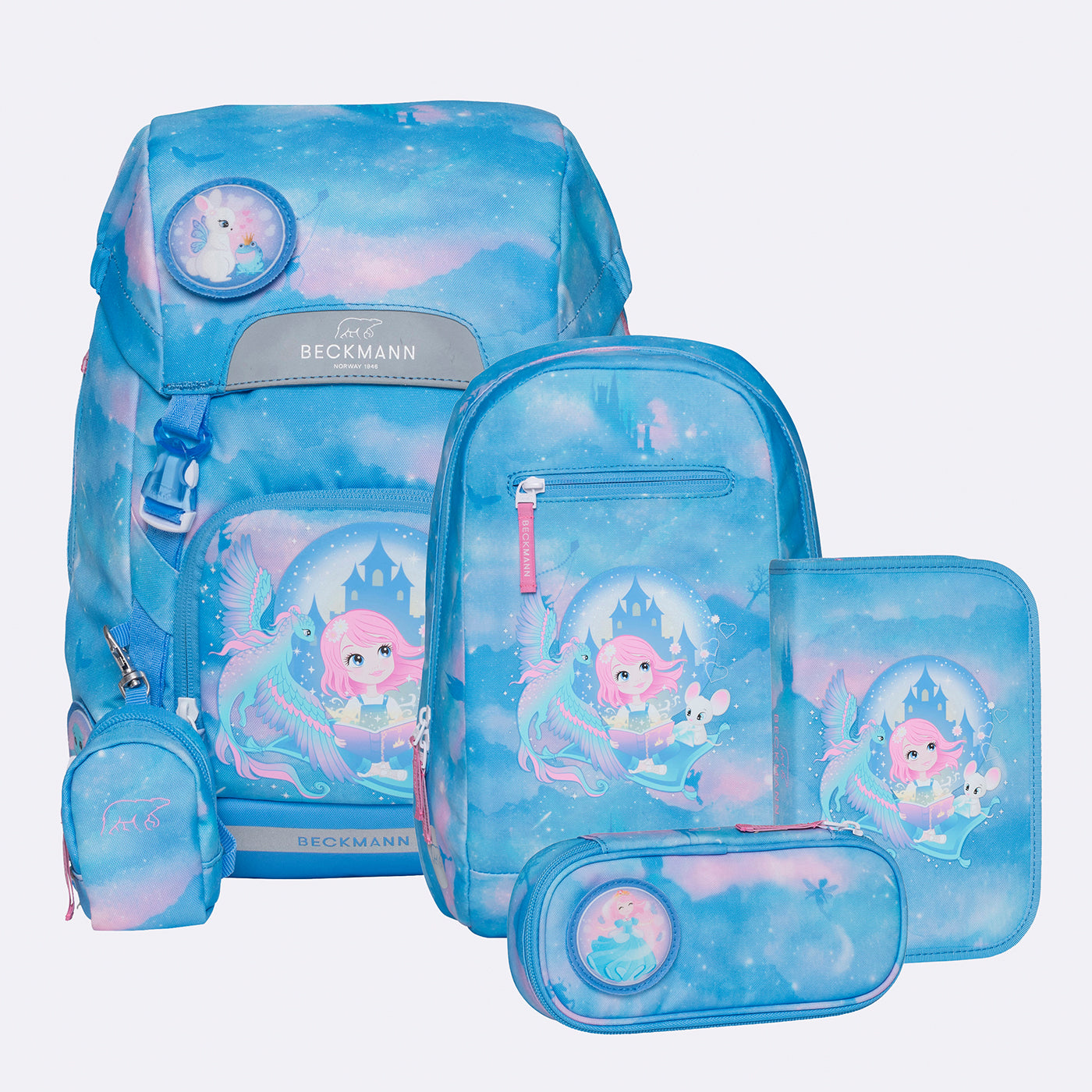 Beckmann Schulrucksack Classic – 6-teilig – Fairytale – aus recyceltem PET