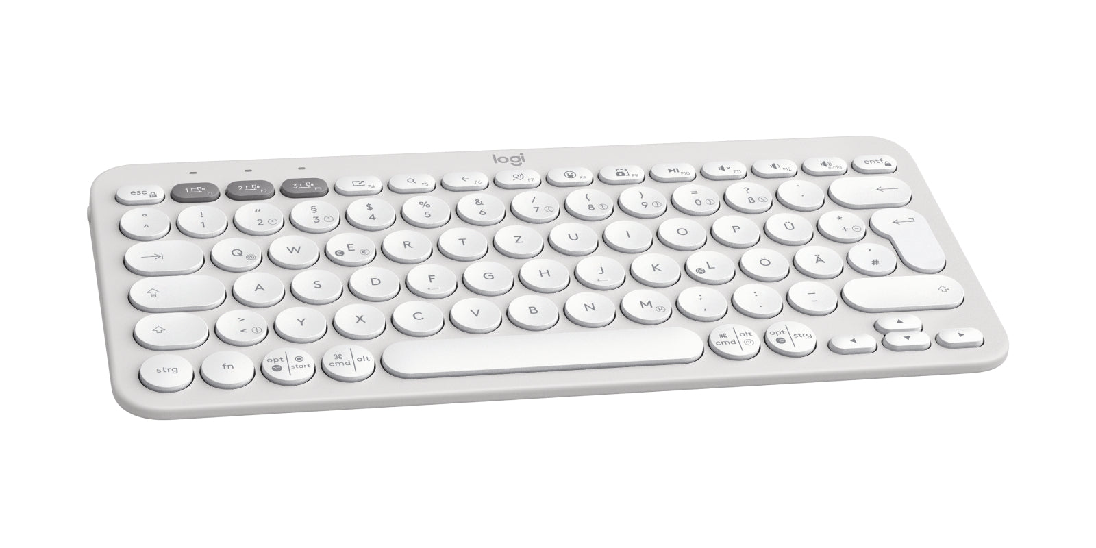 Logitech Pebble Keys 2 K380s – Tastatur, kabellos (Bluetooth), DE-Layout (DE), Weiss
