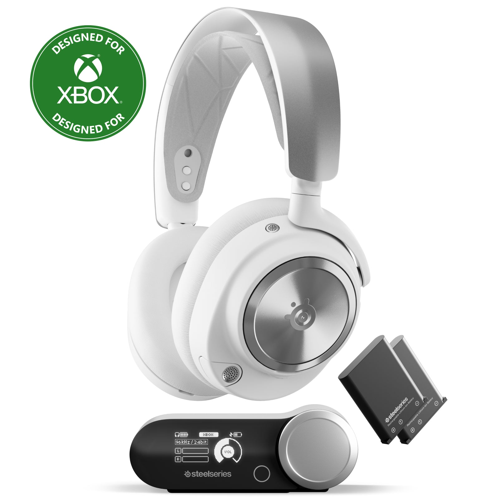 SteelSeries Arctis Nova Pro WL X – Gaming-Headset – USB-C, 3,5 mm – Surround-Sound – Weiss