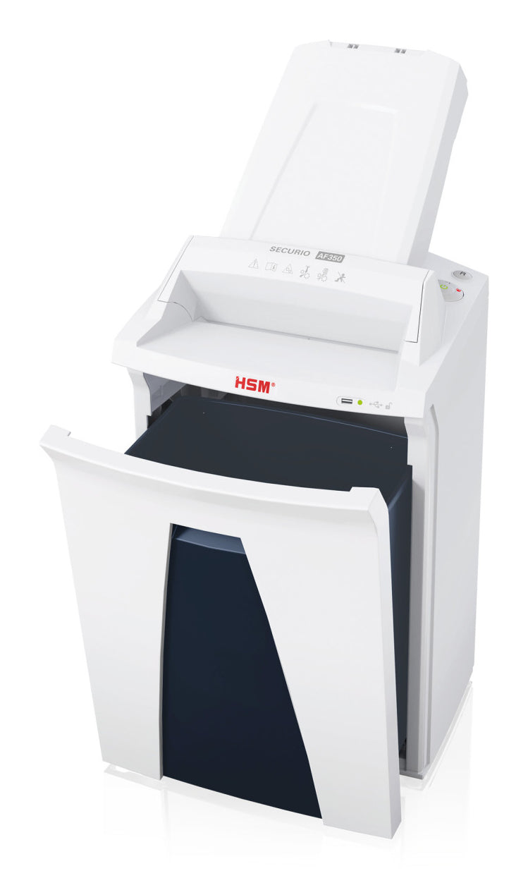 HSM Securio AF350 – Aktenvernichter mit Autofeed 350 Blatt, DIN P-6, Mikroschnitt 0,78 × 11 mm, 6 Blatt, 35 l
