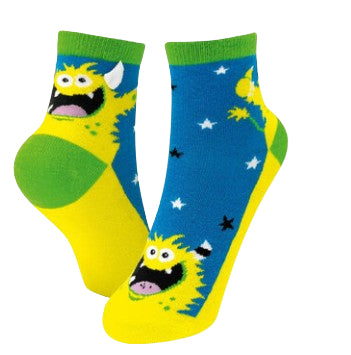 Sheepworld Zaubersocken Monster – Grösse 30–35, Grün, 80% Baumwolle/15% Nylon/5% Elasthan, 4 Paar