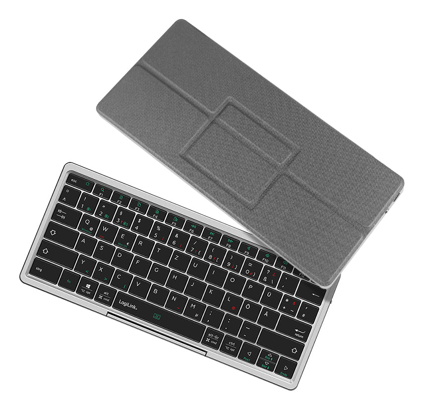 LogiLink Tastatur 75% – Bluetooth 5.1, Multi-Device (3 Geräte) – QWERTZ (DE) – Grau – ohne Ziffernblock