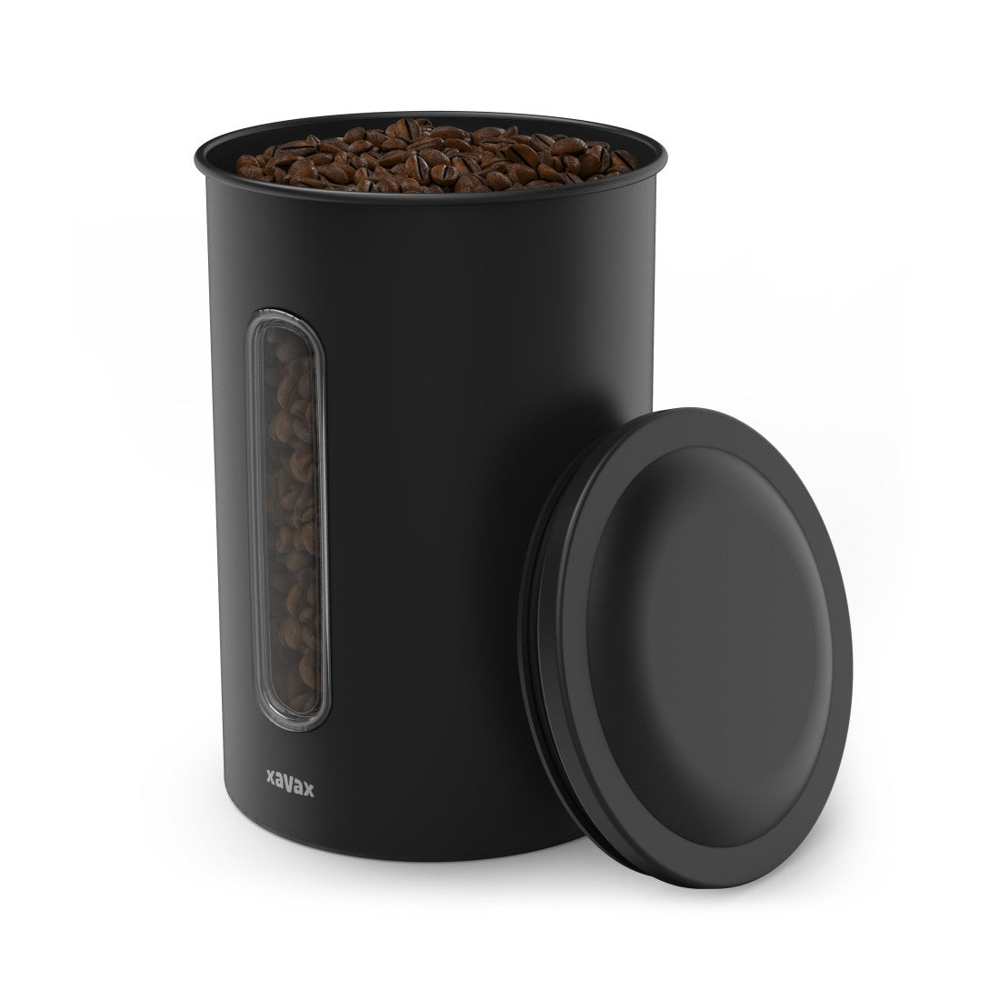 Xavax Vorratsdose 1,5 l, Ø 15 × 24,5 cm, Edelstahl, luftdicht, schwarz
