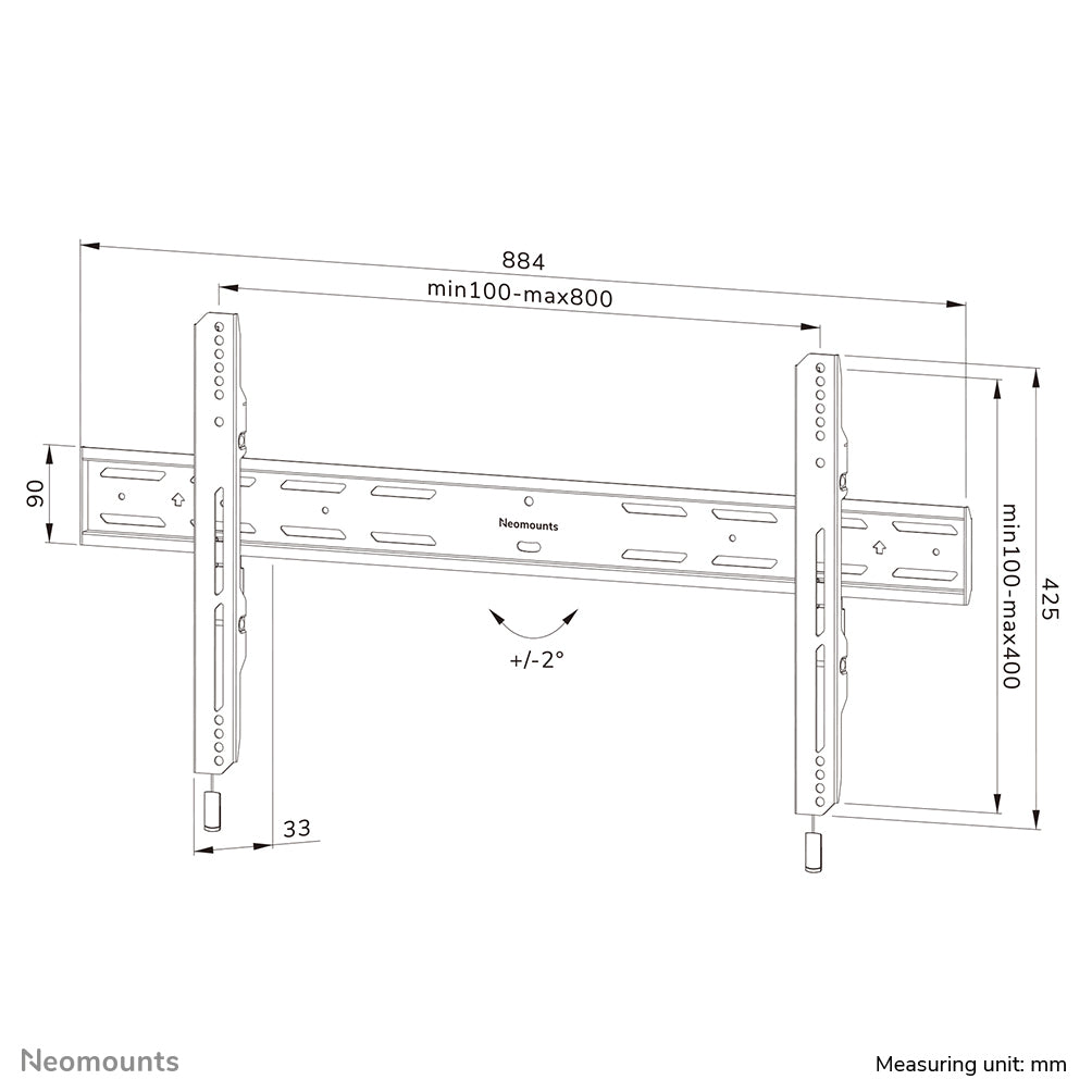 Neomounts WL30S-850BL18 – Wandhalterung, fix, für 85", VESA 100×100, bis 100 kg, schwarz