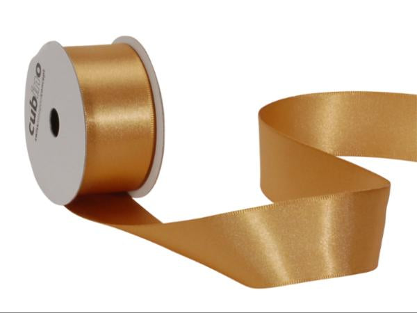 Spyk Geschenkband Satin Gold – 25 mm × 4 m – Echte Webkante – 1 Stk. – Herzlichen Glückwunsch