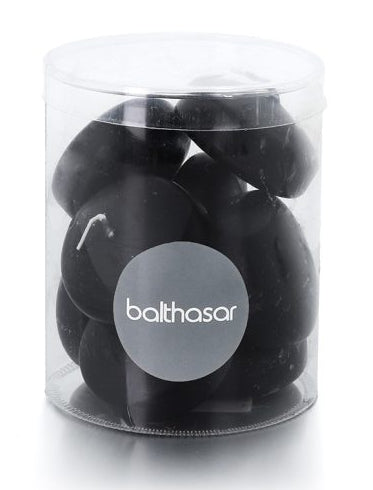 Balthasar Schwimmkerzen – Ø 4,9 × 2,8 cm – Paraffin, Schwarz – 8-teilig