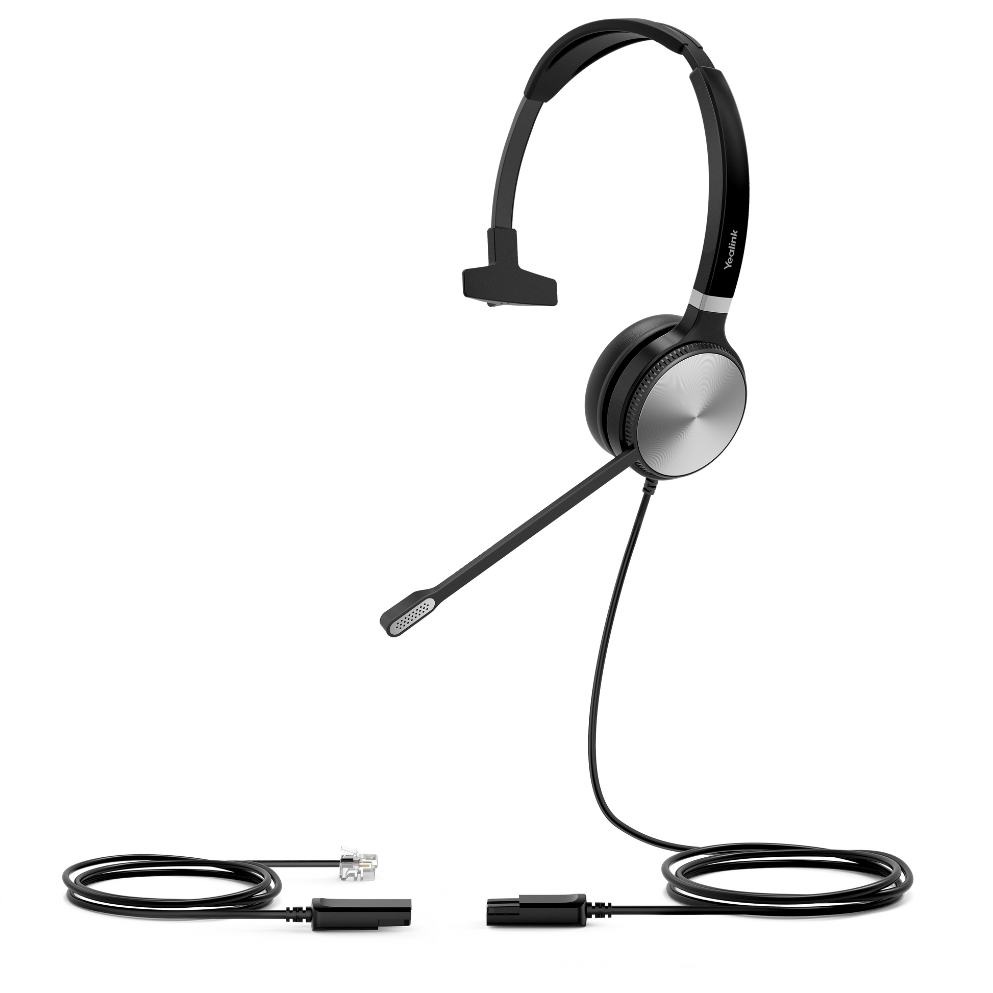 Yealink YHS36 – Mono Headset – Kabelgebunden, Boom-Mikrofon, 0,9 m – für Büro/Callcenter – Schwarz/Silber