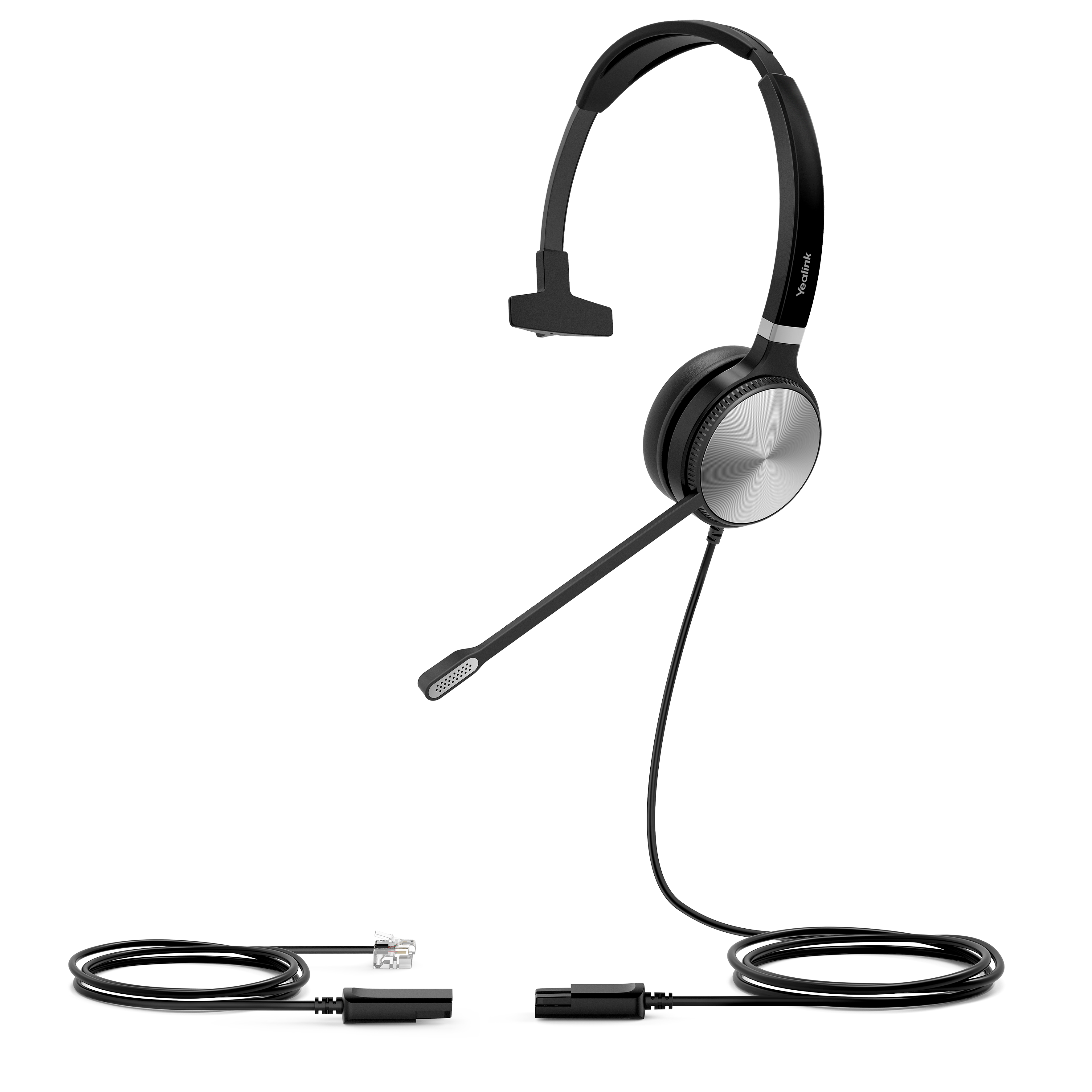 Yealink YHS36 – Mono Headset – Kabelgebunden, Boom-Mikrofon, 0,9 m – für Büro/Callcenter – Schwarz/Silber