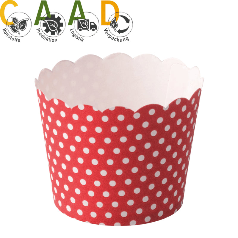 Demmler Back-/Muffinbecher Punkte, Papier/Karton, 125 ml, weiss/rot – FSC – 12 Stk.