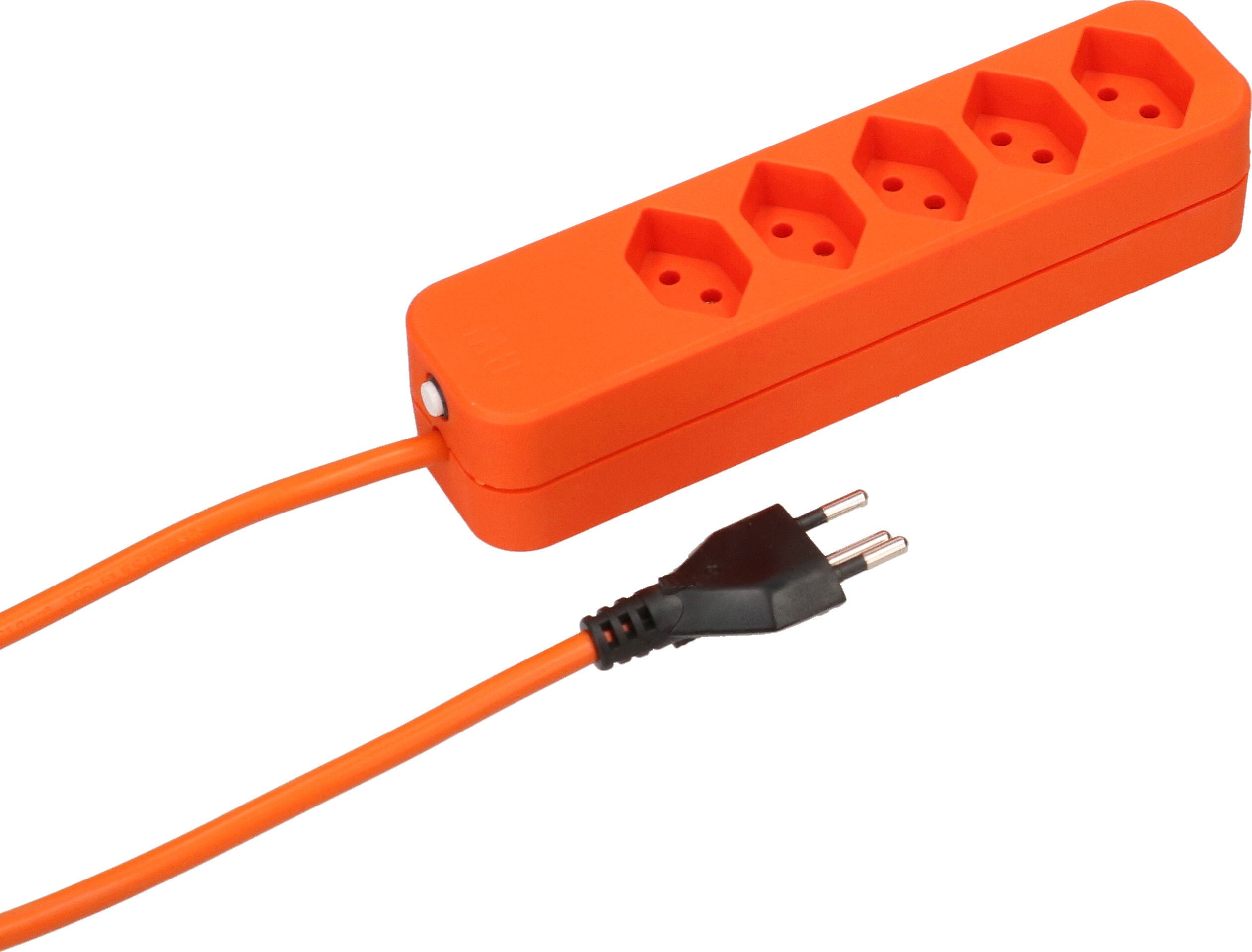 Max Hauri AG Max Hauri Steckdosenleiste 5×T13, ohne Schalter, 5 m, Überstromschutz, Eingang T12 – orange