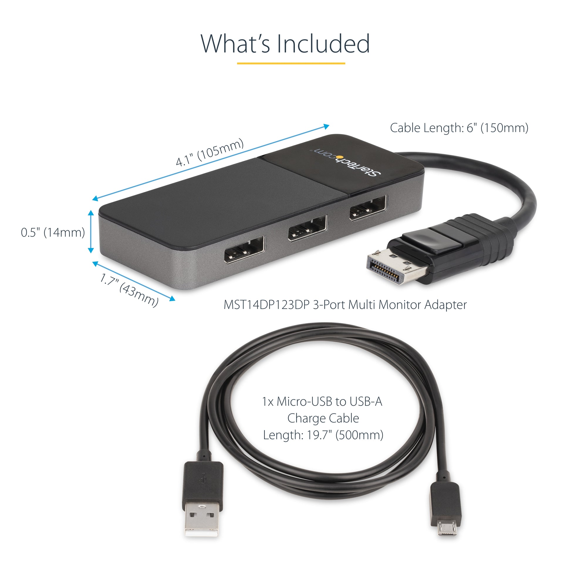 StarTech.com DisplayPort 1.4 MST-Hub, 3-Port, 3×4K, für Windows