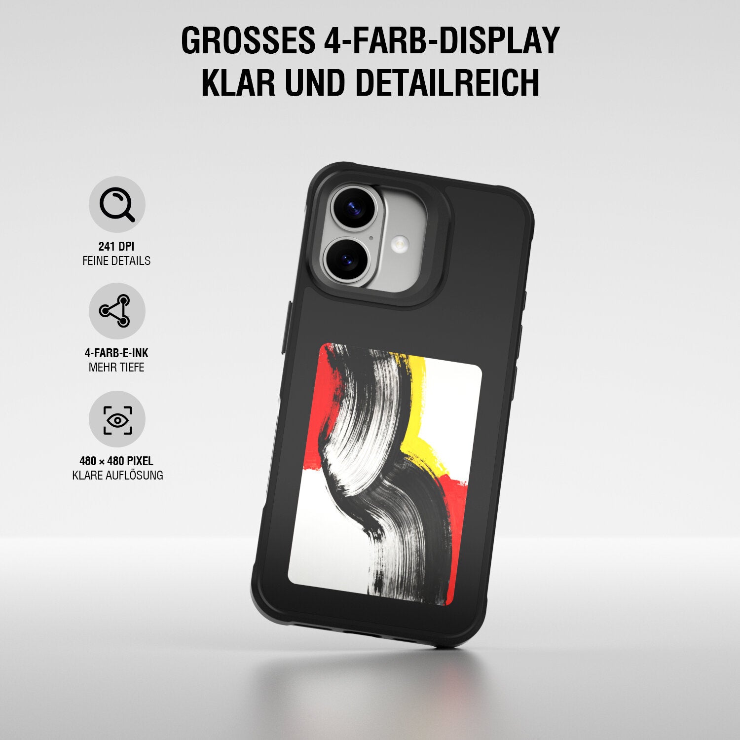 4smarts E-Ink Backcover – für Apple iPhone 17, MagSafe, PC, Schwarz, E-Ink-Display mit NFC