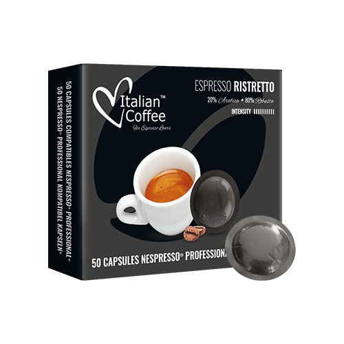 Italian Coffee Office Ristretto – Kaffeepads für Nespresso – Intensität 10, 50 Pads
