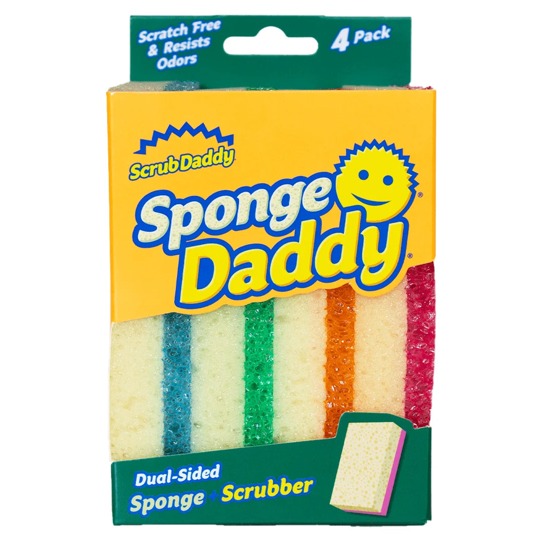 Scrub Daddy Spülschwamm – Rechteckig, für Küche, Auto, empfindliche Oberflächen, mehrfarbig, 4 Stk.