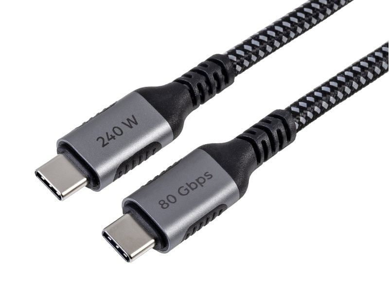 ONIT USB-Kabel – USB-C zu USB-C – Thunderbolt 5 (120 Gbit/s) – 0,5 m – PD 240 W – 16K/60 – Schwarz/Grau