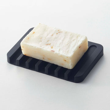 Yamazaki Seifenschale FLOW – Silikon, 8×11,5×1 cm, Rechteckig, Schwarz