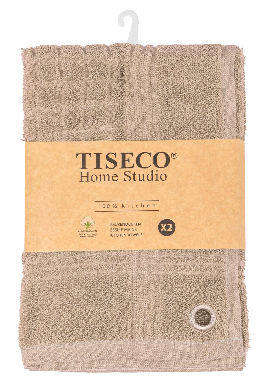 Tiseco Geschirrtücher 2er-Set, 50 × 50 cm, Baumwolle, Taupe