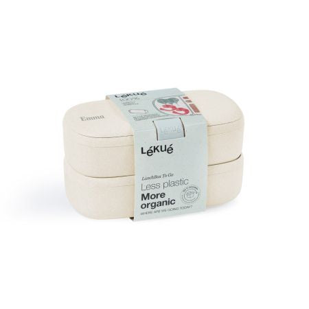 Lékué Lunchbox – 1 l, 10,0 × 19,2 × 11,0 cm, Kunststoff (PP), Beige, abnehmbarer Deckel, spülmaschinenfest