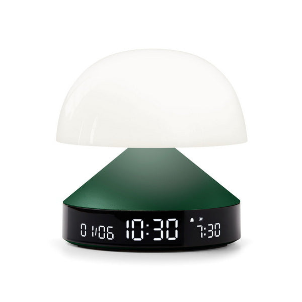 Lexon Lichtwecker Mina Sunrise – digital – 11 × 11 cm, dunkelgrün, Aluminium, USB, 5 Wecktöne