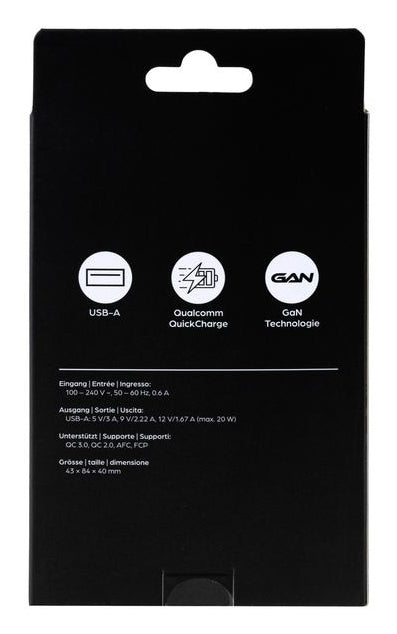 ONIT F02788 USB-Ladegerät 20 W – USB-A×1 – QC 3.0, GaN, EU-Stecker (Typ C) – Weiss