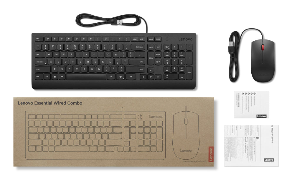 Lenovo 4X31R64414 – Tastatur-Maus-Set – 100% – kabelgebunden, USB-A – QWERTZ (DE) – schwarz